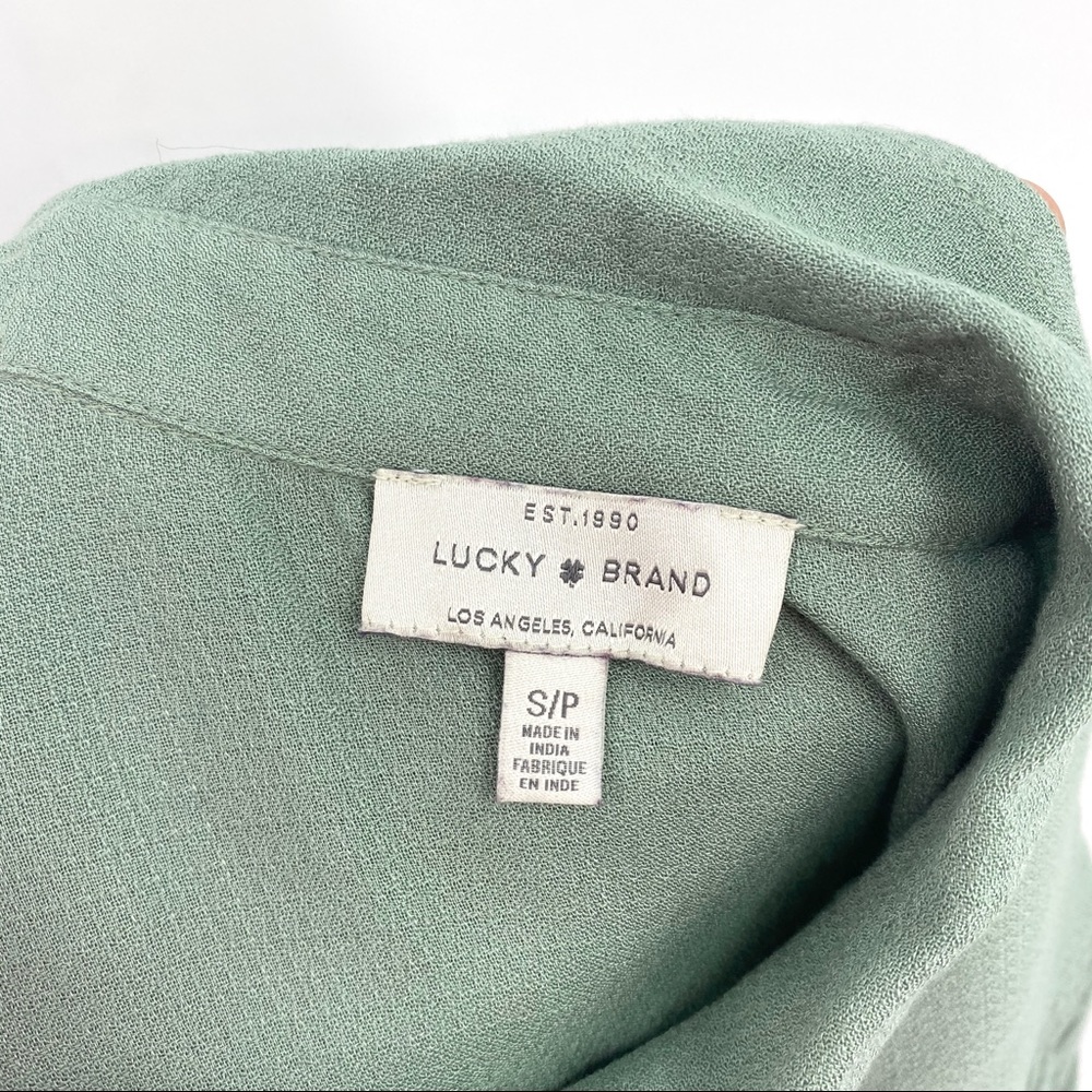 Lucky Brand 🍀 Green Solid Short Sleeve Top S - Picture 7 of 9